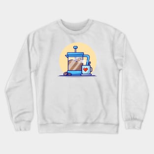 Hot Coffee With Teapot And Bean Cartoon Vector Icon Illustration Crewneck Sweatshirt